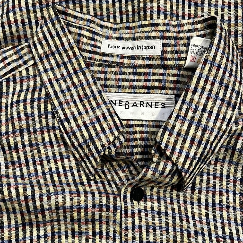 Jhane Barnes Blue and Red Casual Button Down Shirt